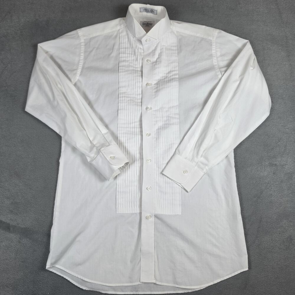 Doni Barassi White Tuxedo Dress Shirt Pleated Front Easy Fit Men's S 32/33 Forma